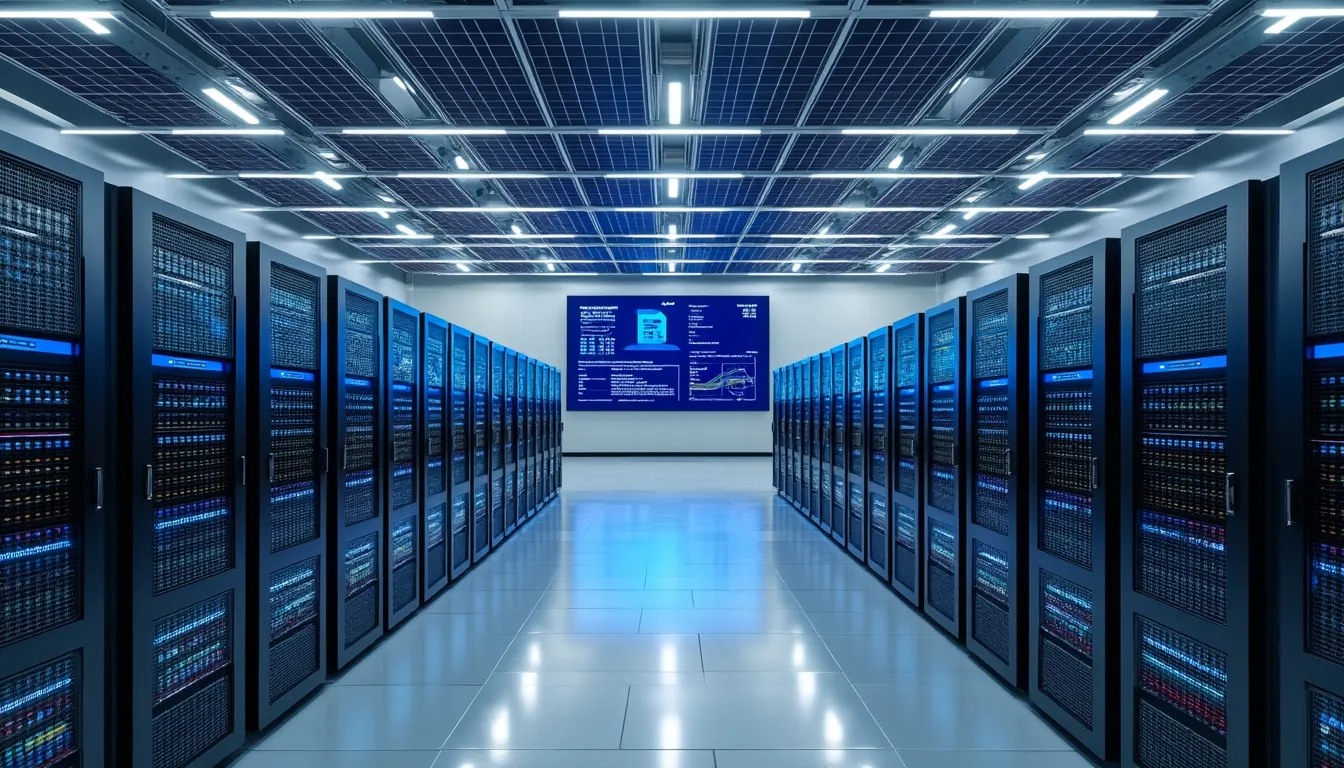 rangée de machines de minage bitcoin en fonctionnement dans une ferme