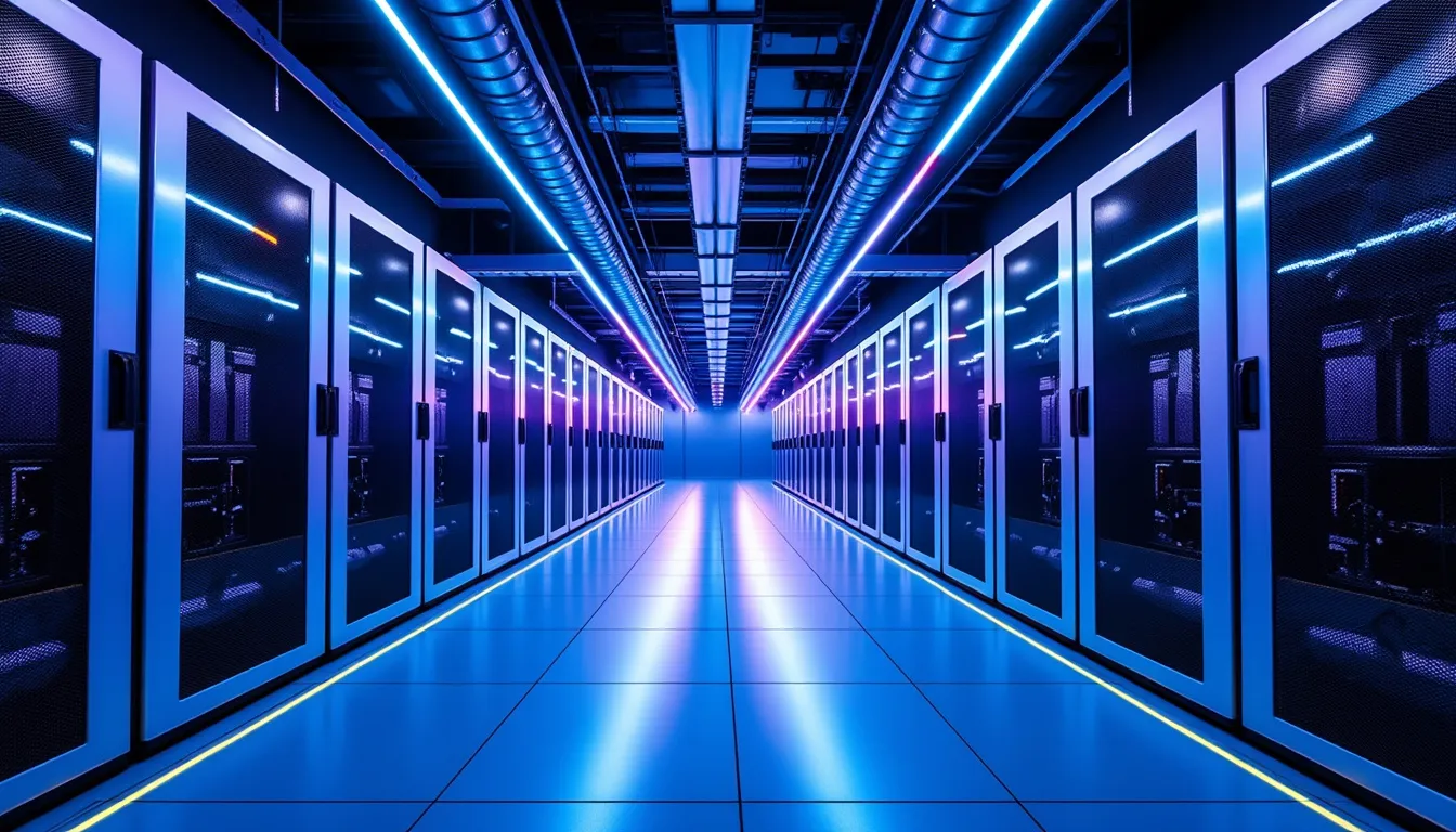 Mineur ASIC en fonctionnement dans un local technique, ventilateurs frontaux et câble d’alimentation apparents