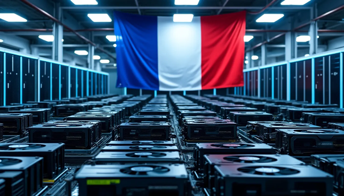 Machines de minage en fonctionnement dans un local technique, cadre réglementaire français des crypto-monnaies