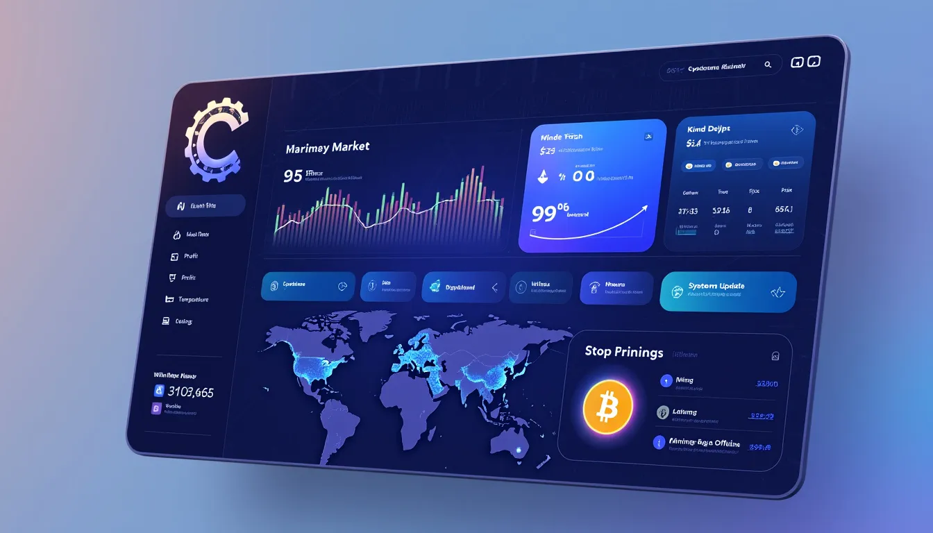tableau de bord d'une plateforme de minage de crypto-monnaie